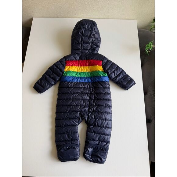Primary Baby Lightweight Puffer Suit In Rainbow Stripe size 6-12 months - Picture 3 of 5